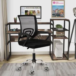 Casa Copenhagen Mesh Mid Back Office/Study/Computer/Revolving/Desk Chair for Work from Home -Metal Base, Height Adjustab