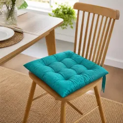 CASA-NEST Chair Pad Cushion 45x45 cm 1 Pc, Tufted Seat Cushion for Dining Chair, Study Chair, Office Chair, Teal