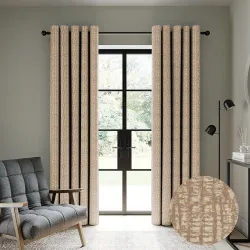 Casableu Valencia Polyester Eyelets (Steel) Blackout Curtains with Tie Back, Bedroom Living Room (Pack of 2) (Chiku, 7 f