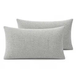 CASA-NEST Jute Cushion Cover 12x18 (Pack of 2) (Silver)