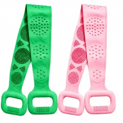 Casa Zura Back Scrubber for Bathing, Silicone Body Scrubber for Bathing, Bath Belt Scrubber, Body Back Scrubber for Men & Women, Long Silicone Bath Brush for Exfoliating & Deep Cleaning, Pac...