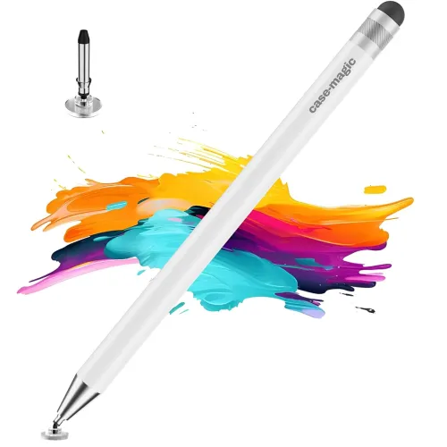 Image of case-magic 2 in 1 Universal Stylus Pen with Fine Point Disc Tip+ Rubber Fiber Tip | for Smartphone /Tablet /iPad /Pro /A