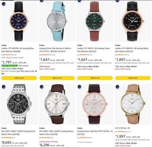 Image of Casio Watches at minimum 50% Discount