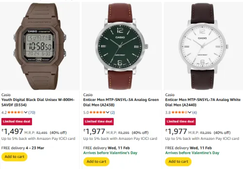 Image of Casio Watches @ Minimum 40% OFF