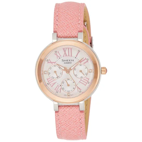 Image of Casio Women Leather Analog Silver Dial Watch