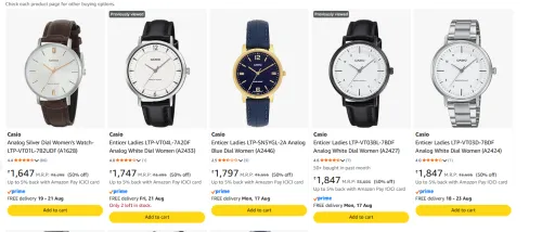 Image of CASIO WOMEN’S ANALOG WATCH Upto 50% Discount 