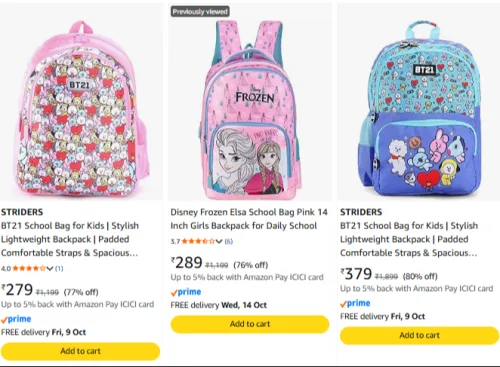 Image of Casual Backpacks at minimum 80% Discount