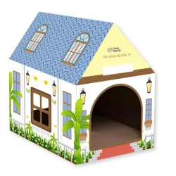 Cat Scratcher House with Scratch Pads & Catnip - (Cottage Scratcher, 41 x 30 x 43 cm) | Corrugated Cardboard Cat Play House for Indoor Cats & Kittens | Durable Furniture Protection Box