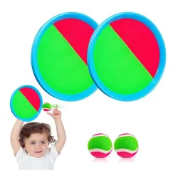 Catch Ball Paddle Game Set (2 Handheld Discs + 2 Soft Balls)