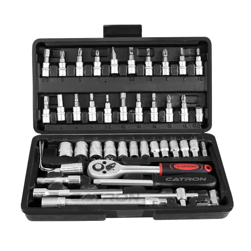 Image of Catron 46 In 1 Pcs Tool Kit & Hand Tool Kit Wrench Set Multi Purpose Combination Tool Case Precision Socket Set,Screwdri