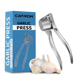 Catron Stainless Steel Garlic Crusher Presser Garlic Press Manual Garlic Mincer | Garlic Cutter Chopper | Easy to Squeez
