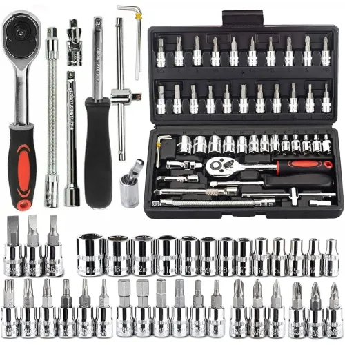 Image of Catron 46PCS 1 /4 inch Catron Drive Socket & Ratchet Wrench Set (4–14mm CR-V Sockets, Extension Bars, S2 Bits, Auto/Hous