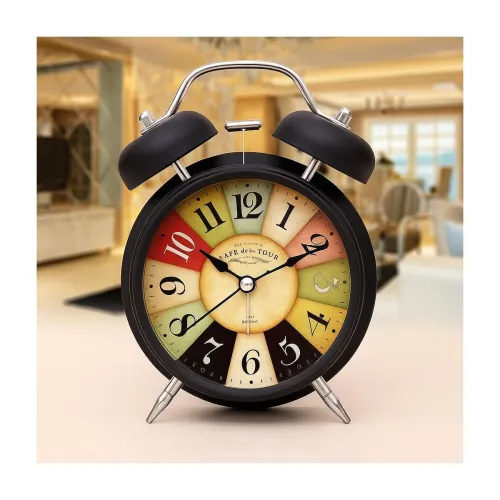 Image of CBK Vintage Twin Bell Alarm Clock, Analog Display, Night LED Light, Extra Loud Heavy Ringer, Table Clock for Students an