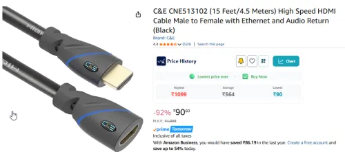 Image of C&E CNE513102 (15 Feet/4.5 Meters) High Speed HDMI Cable 