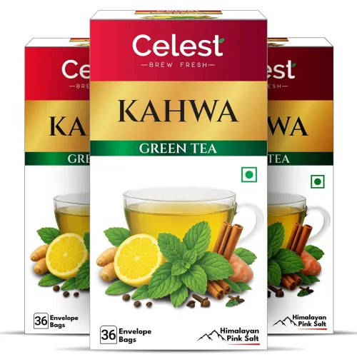 Image of Celest Green Tea - Kahwa, 36 Tea Bags (Pack of 3)