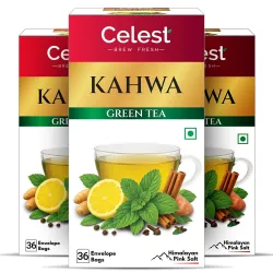 Celest Green Tea - Kahwa, 36 Tea Bags (Pack of 3)