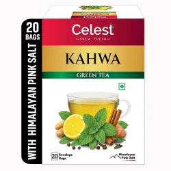 Celest Kahwa Green Tea, 20 Tea Bags | Helps in Detox | Contains Desi Herbs & Spices
