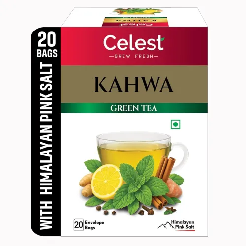 Image of Celest Kahwa Green Tea, 20 Tea Bags | Helps in Detox | Contains Desi Herbs & Spices