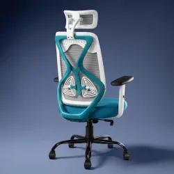 CELLBELL C190 Berlin Office Chair, High Back Mesh Ergonomic Home Office Desk Chair (White - Blue)