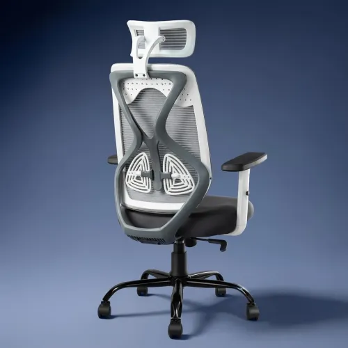 Image of CELLBELL C190 Berlin Office Chair, High Back Mesh Ergonomic Home Office Desk Chair (Grey - White)