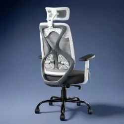 CELLBELL C190 Berlin Office Chair, High Back Mesh Ergonomic Home Office Desk Chair (Grey - White)