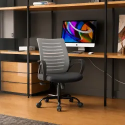 CELLBELL Desire C104 Ergonomic Mesh Office Chair for Home & Office | Mid Back Computer Chair with Adjustable Support, Smart Tilt Lock, Height Adjustment, Metal Base & 360° Swivel Wheels (Gre...