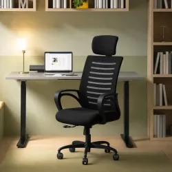 CELLBELL Desire C104 Mesh High Back Ergonomic Office Chair - Adjustable Seat Height, Sturdy Metal Base, Revolving Study & Computer Chair for Work from Home, Black