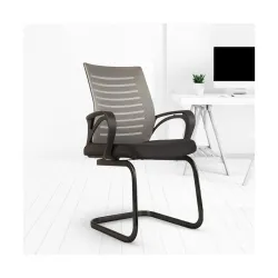 CELLBELL Desire C104 Mesh Mid-Back Ergonomic Office Visitor Chair/Study Chair Computer Chair for Work from Home Metal Base [Grey]