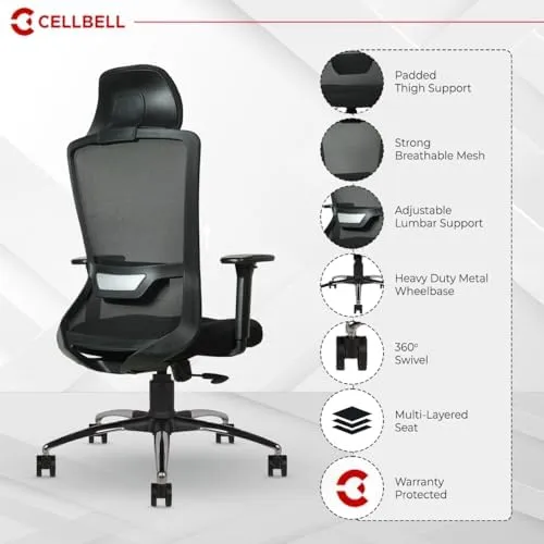 Image of CELLBELL Rio High Back Mesh Office Chair Black