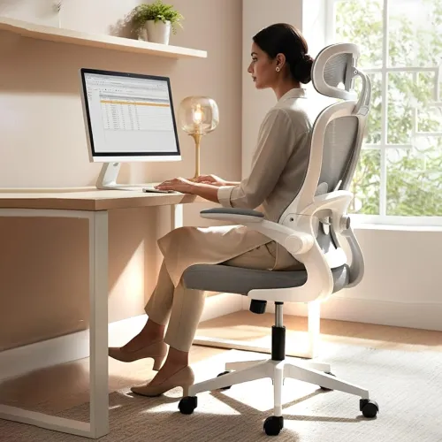 Image of CELLBELL Swift White Mesh Mid Back Ergonomic Office Chair