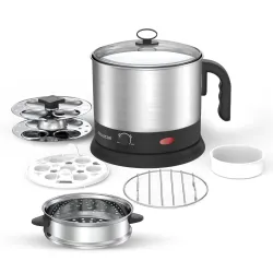 Cellecor Multi-Cook Kettle CMK13 Magic Chef With Steamer, Egg Tray, Idli Stand, Poacher Tray, Steel Tray, Multi Cooker E