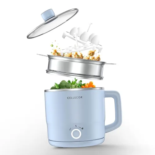 Image of Cellecor Stainless Steel Multi-Cook Kettle CMK18 Home Chef With Steamer, Egg Tray, Rust Free Body, 600W Powerful Output,