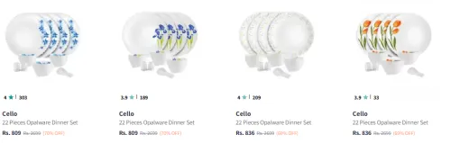 Image of Cello 22 Pieces Opalware Dinner Set starting @ ₹809