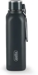 Cello Puro Steel-X Royce 600 | PU Insulation | Leak Proof | Wide Mouth | 500 ml Steel Bottle (Pack of 1, Grey)