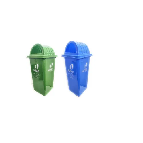 Image of CELLO Kleeno Dome Lid Plastic Manual-Lift Garbage Dustbin Bucket 60 LTR - GREEN / BLUE (PACK OF 2)