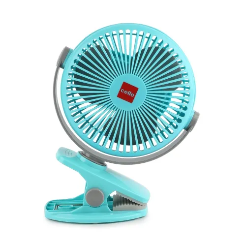 Image of CELLO Air-Vel Electric USB Type C Recharging Portable Fan 1800mah Blue