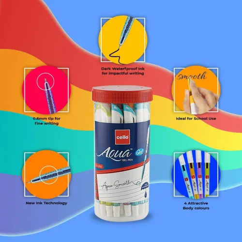 Image of Cello Aqua Gel Pen (Pack of 25, Ink Color - Blue)
