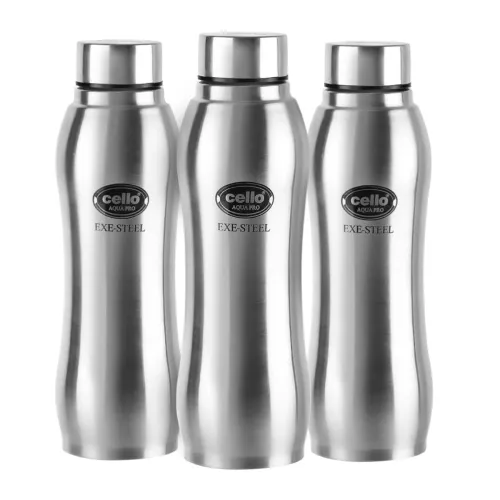 Image of CELLO Aqua Pro Stainless Steel Water Bottle 1000ml Set of 3 Pcs