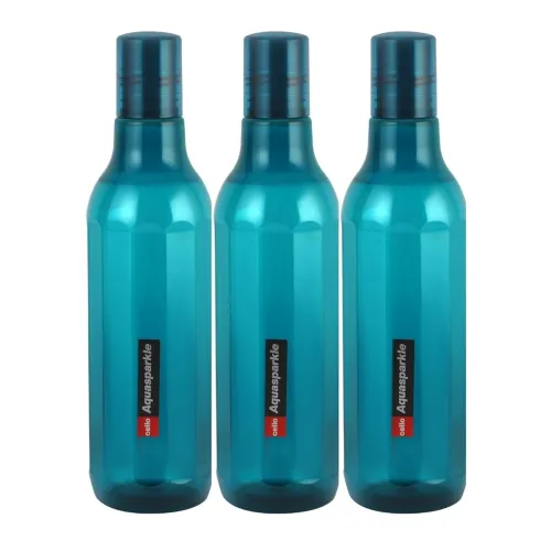 Image of CELLO Aqua Sparkle Bottle Set of 3, 1000ml, Green | 100% food grade | Leak proof and Break proof | Perfect for staying h