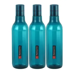CELLO Aqua Sparkle Bottle Set of 3, 1000ml, Green | 100% food grade | Leak proof and Break proof | Perfect for staying h