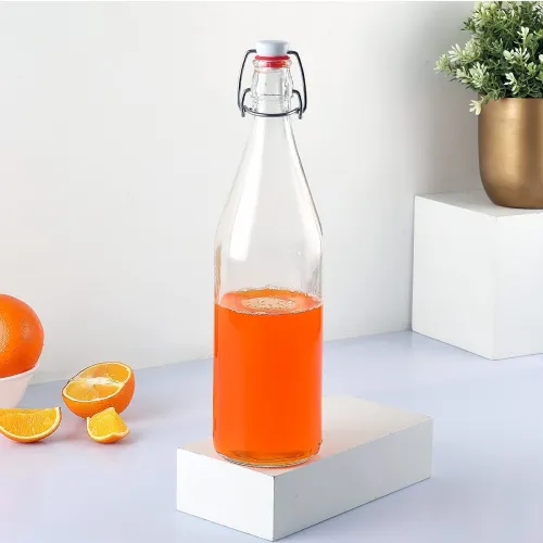 Image of CELLO Aquaria Glass Water Bottle For Daily Use, 1000ml Transparent | Freezer Safe & Leakproof Flip Cap |Stylish & Unique