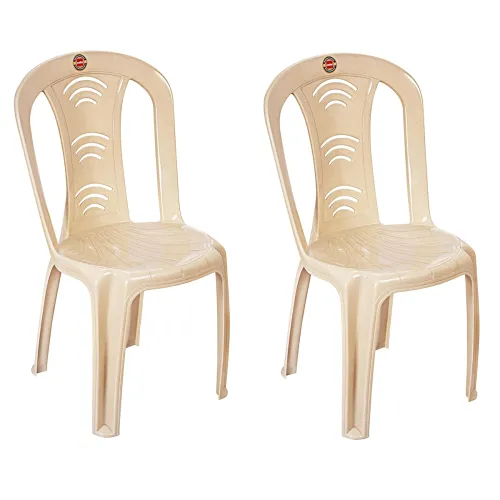 Image of Cello Arc Chair Set of 2, Marble Beige | Unbreakable, Durable & Strong | Blended PP Material, Easy to Clean | Plastic Ch