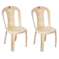 Cello Arc Chair Set of 2, Marble Beige | Unbreakable, Durable & Strong | Blended PP Material, Easy to Clean | Plastic Ch