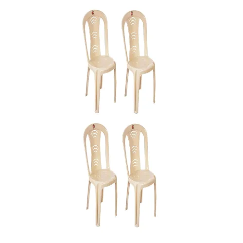 Image of Cello Arc Chair Set of 4, Marble Beige | Unbreakable, Durable & Strong | Blended PP Material, Easy to Clean | Plastic Ch