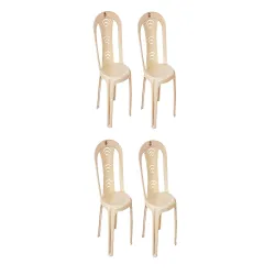 Cello Arc Chair Set of 4, Marble Beige | Unbreakable, Durable & Strong | Blended PP Material, Easy to Clean | Plastic Ch