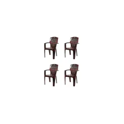 Cello Aristo Plastic Set of 4 Chairs,Rosewood, 20 * 35 inches