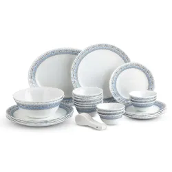 CELLO Aurum Imperial Plus Series Opalware Dinner Set of 33 Pieces for Family of 6 | 