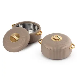 Cello Aurum Luxury Insulated Casseroles Set of 2, Beige 1000ml Each