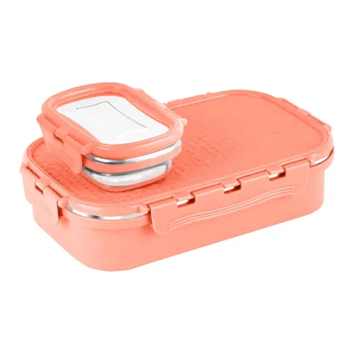 Image of Cello Matrix Big Stainless Steel Lunch Box (Peach, Leak-Proof, with Veg Divider)