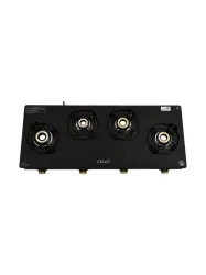 Cello Black Glass Top 4 Burner Manual Gas Stove